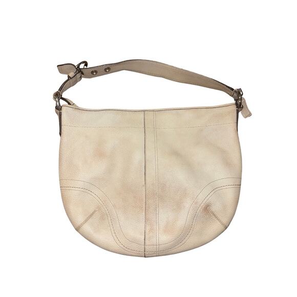 Coach Vintage Y2K Hobo Shoulder Handbag Moon Shaped Ivory Pebble Leather K0751 - Picture 2 of 7